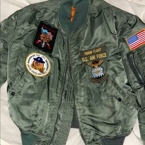 Green U.S. Air Force Bomber Jacket with Patches